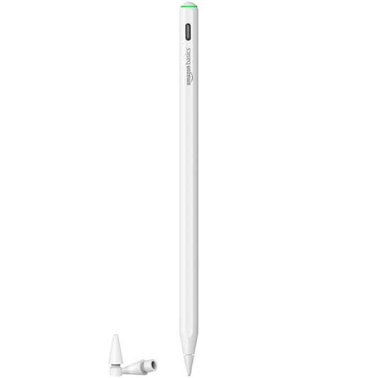 Amazon Basics Stylus Pen for iPad – Palm Rejection, Tilt Sensitivity, Fast Charging, Magnetic Attachment | Precision Touch Pencil for Drawing, Notes & Study