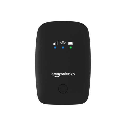 Amazon Basics 4G LTE Wireless Dongle – All SIM Network Support | Plug & Play Single-Band Data Card | Up to 150Mbps WiFi Hotspot | 2200mAh Rechargeable Battery | SIM Adapter Included (Black)
