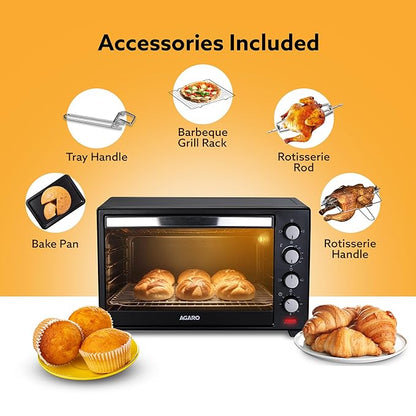 AGARO Marvel 48L OTG Oven with Motorised Rotisserie, Convection & 3 Heating Modes + FREE Lint Remover