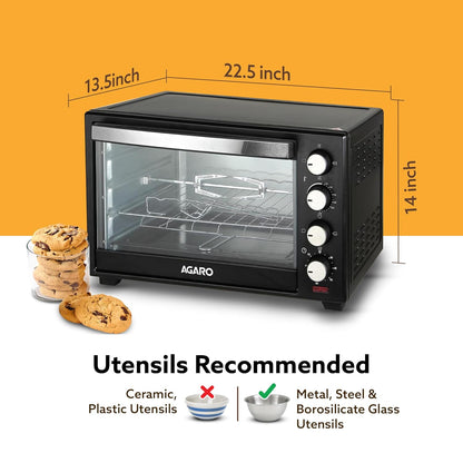 AGARO Marvel 48L OTG Oven with Motorised Rotisserie, Convection & 3 Heating Modes + FREE Lint Remover