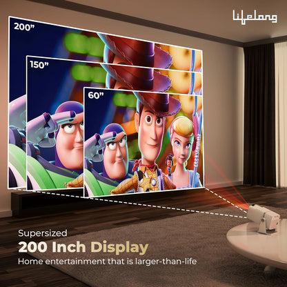 Lifelong Electronics Lightbeam X Smart Projector – Android Powered 1080P Full HD & 4K Ultra HD Support | 3500 Lumens, WiFi, Bluetooth, OTT Apps, 180° Rotation, Built-in Speakers & HDMI | Home Theater for Room & Outdoor + FREE AirPods Worth ₹799 🎧🔥