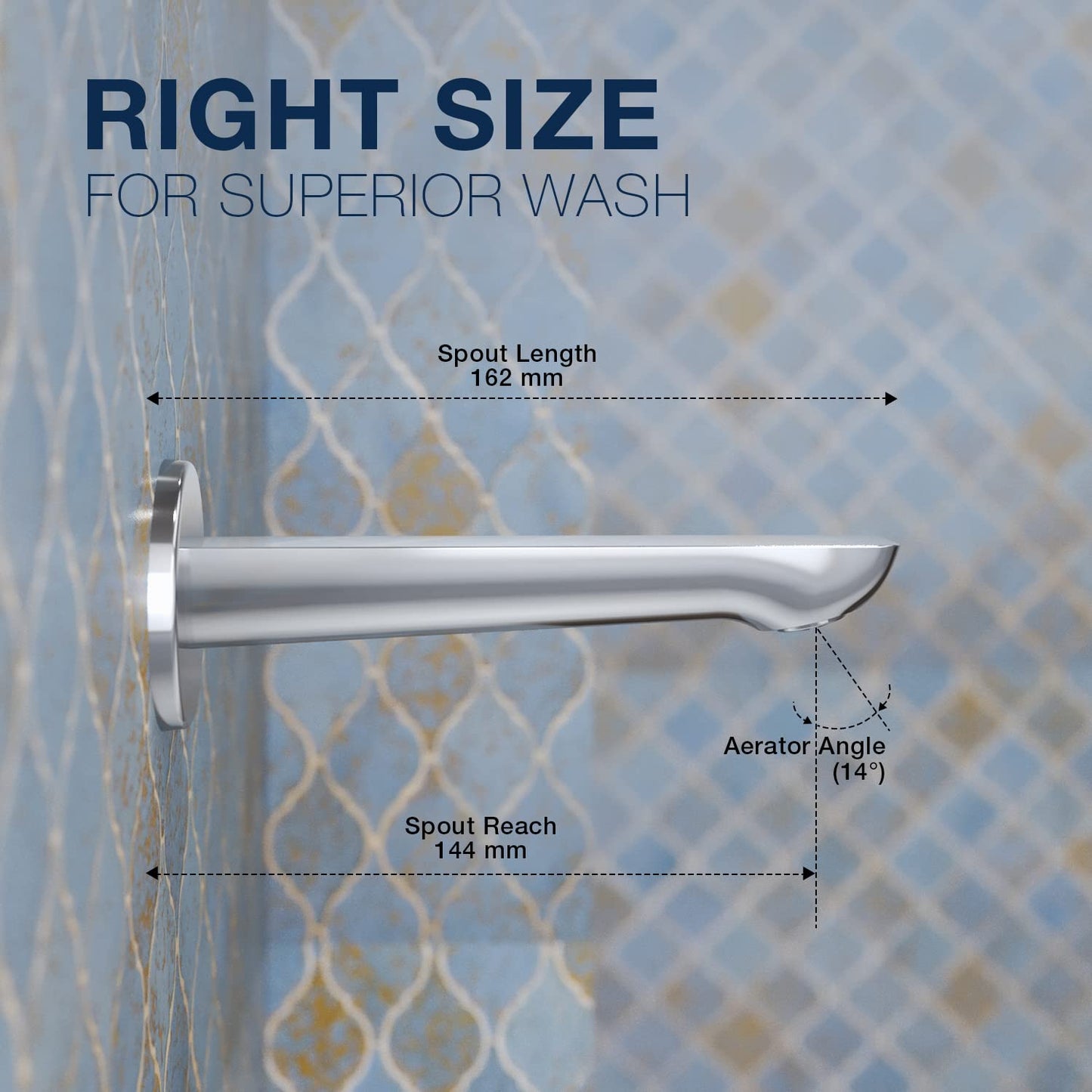 KOHLER Fore Arc Bath Spout with Hidden Aerator | Premium Wall Mounted Brass Bathroom Tap with Chrome Finish | Corrosion Resistant Bath Spout Without Diverter |
