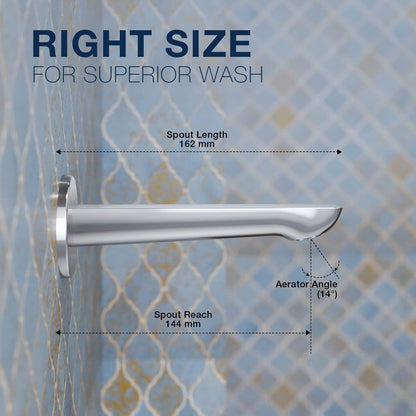 KOHLER Fore Arc Bath Spout with Hidden Aerator | Premium Wall Mounted Brass Bathroom Tap with Chrome Finish | Corrosion Resistant Bath Spout Without Diverter |