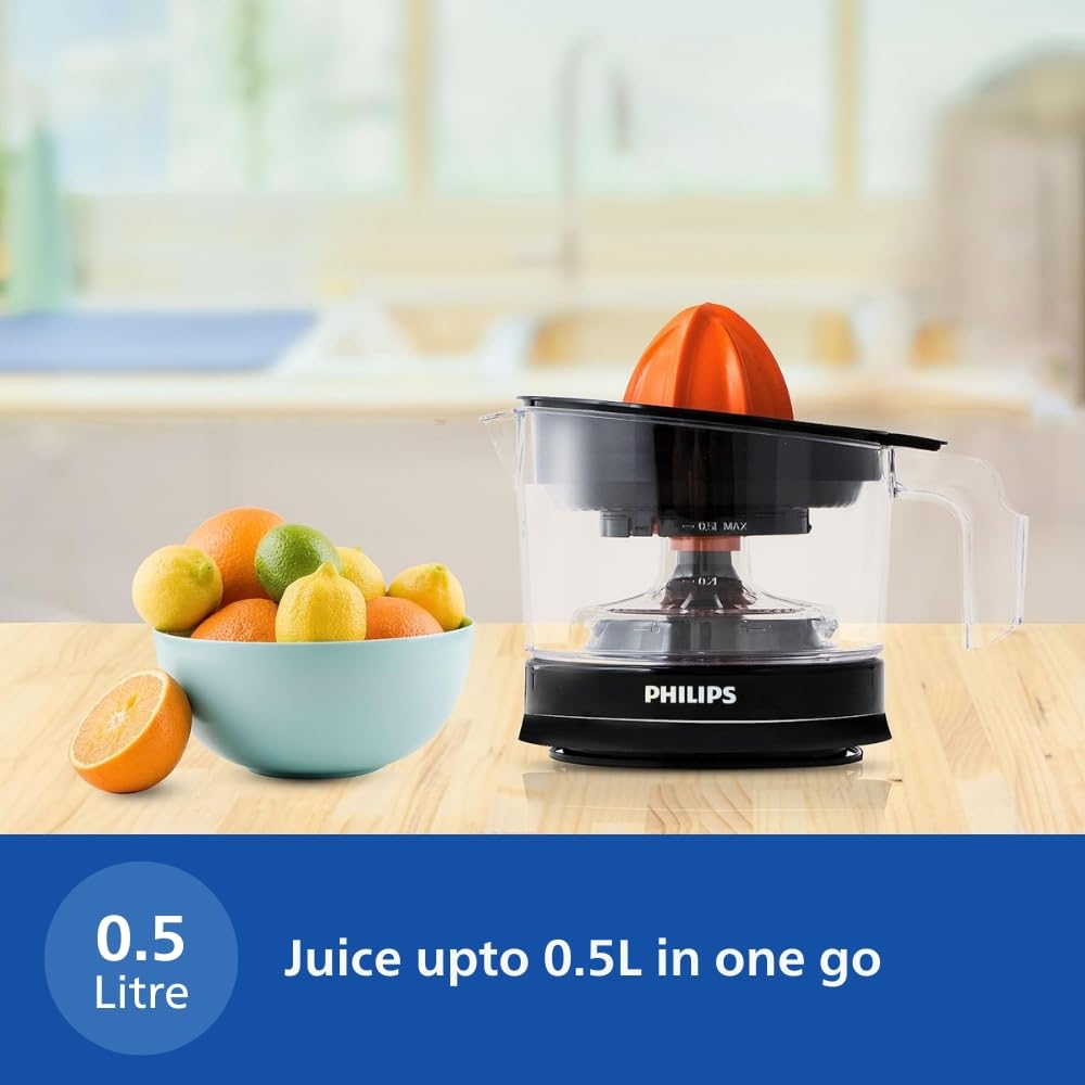 Philips Citrus Press Juicer HR2788/00 (Black & Transparent) | Compact & Easy Juicing