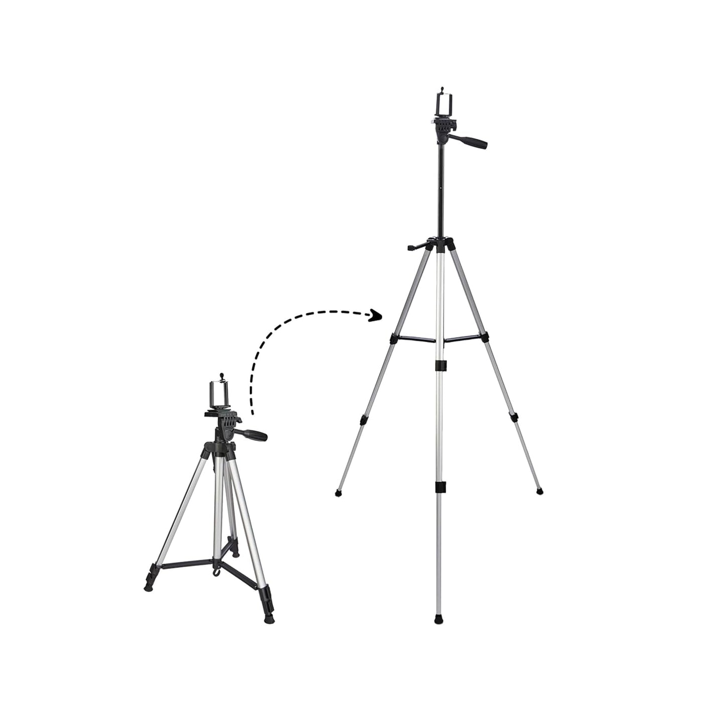 Amazon Basics Aluminium Professional Tripod Stand with Mobile Holder, 3-Way Head & Carry Bag for Smartphone, Camera & GoPro (35-125 cm)