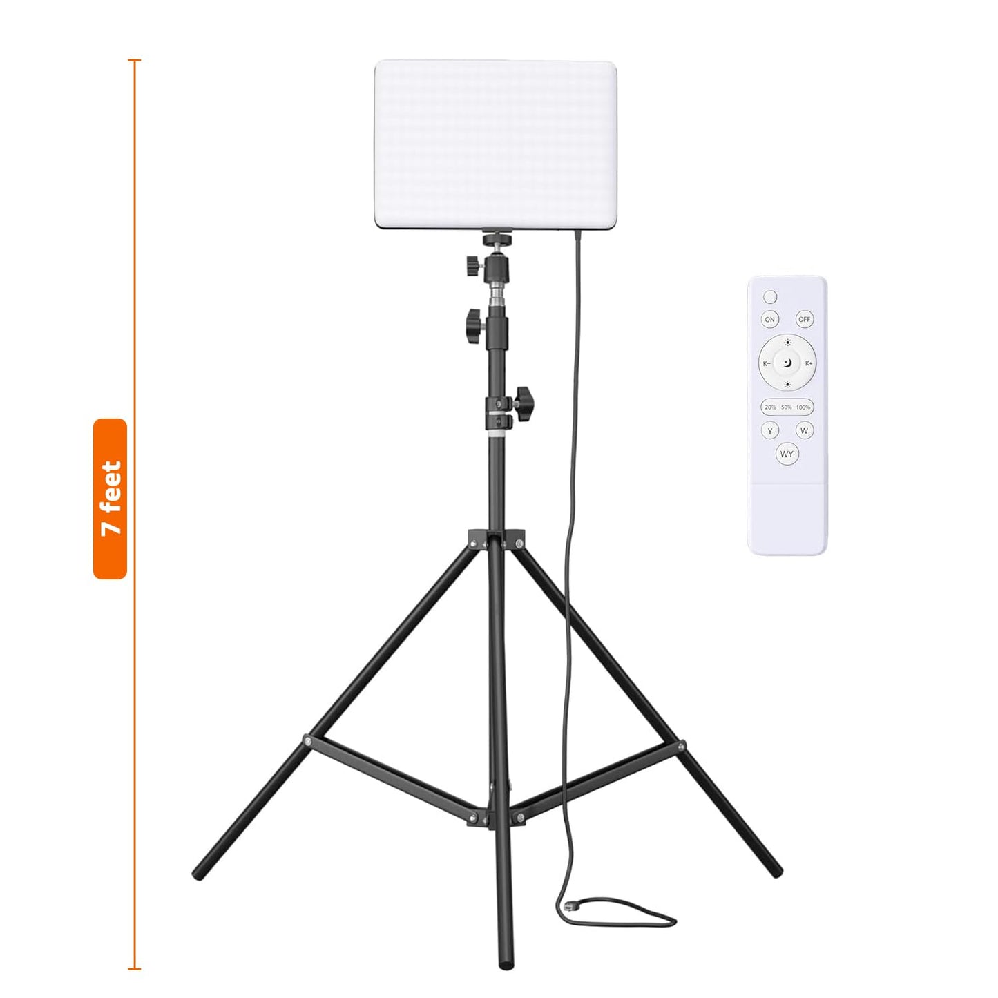 Amazon Basics Studio Light with 7ft Tripod Stand | Adjustable 3000K–6500K LED Light for Photography, Video Recording & Content Creation