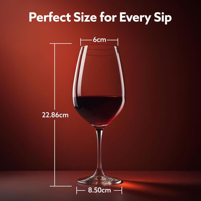AGARO Elegant Wine Glass Set of 6, 390ml – Premium Glasses for Wine, Whisky, Vodka, Tequila, Cocktails, Home & Bar