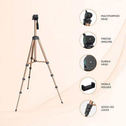 Amazon Basics Adjustable Camera Tripod 41-134cm | Mobile Holder, Carry Bag Included | Lightweight Aluminum Stand for DSLR, GoPro & Smartphones | Copper