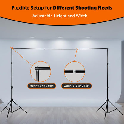Amazon Basics 9 x 9 Feet Studio Background Stand Kit | Foldable Photography & Videography Backdrop