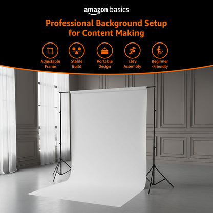 Amazon Basics 9 x 9 Feet Studio Background Stand Kit | Foldable Photography & Videography Backdrop