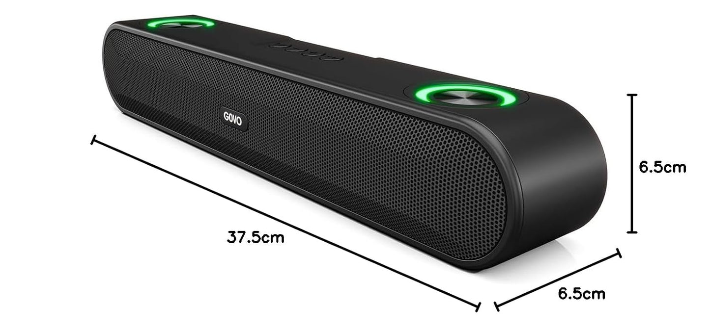 GOVO GoSurround 220 16W Bluetooth Soundbar | 2.0 Channel Wireless Speaker with 52mm Drivers, 2000mAh Battery, TWS, Bluetooth, AUX & USB | RGB LED Lights | FREE Headphones Worth ₹999 + FREE Delivery