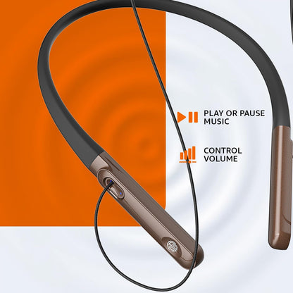 Amazon Basics Wireless Neckband Earphones with Mic | 18 Hours Playtime | Bluetooth 5.1 | ENC Noise Cancellation | IPX4 Water Resistant | Magnetic Earbuds (Brown) | Free Delivery