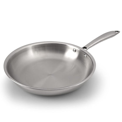 AGARO Regency Tri-Ply Stainless Steel Frying Pan 24cm (1.5L) | Induction & Gas Compatible | Riveted Handle | Food Grade Steel | Silver