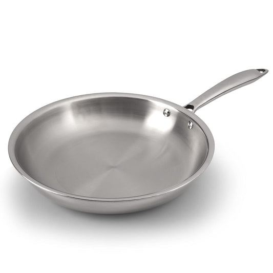 AGARO Regency Tri-Ply Stainless Steel Frying Pan 24cm (1.5L) | Induction & Gas Compatible | Riveted Handle | Food Grade Steel | Silver