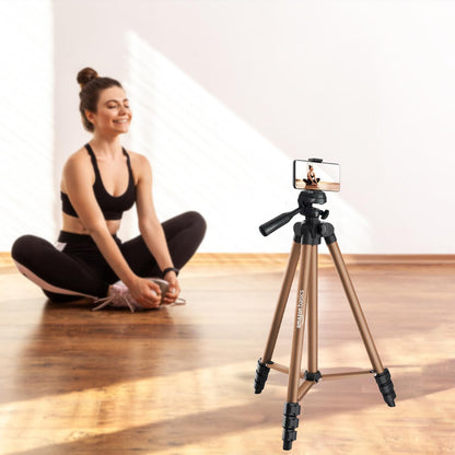 Amazon Basics Adjustable Camera Tripod 41-134cm | Mobile Holder, Carry Bag Included | Lightweight Aluminum Stand for DSLR, GoPro & Smartphones | Copper