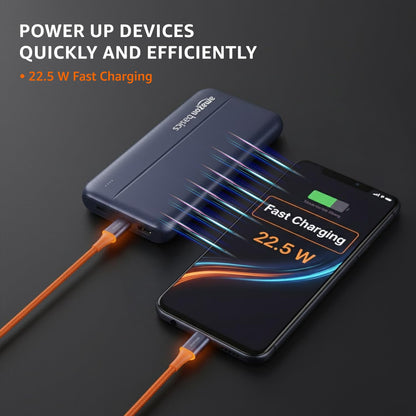 Amazon Basics 20000mAh Power Bank with 22.5W Fast Charging | Triple Device Support | Dark Blue
