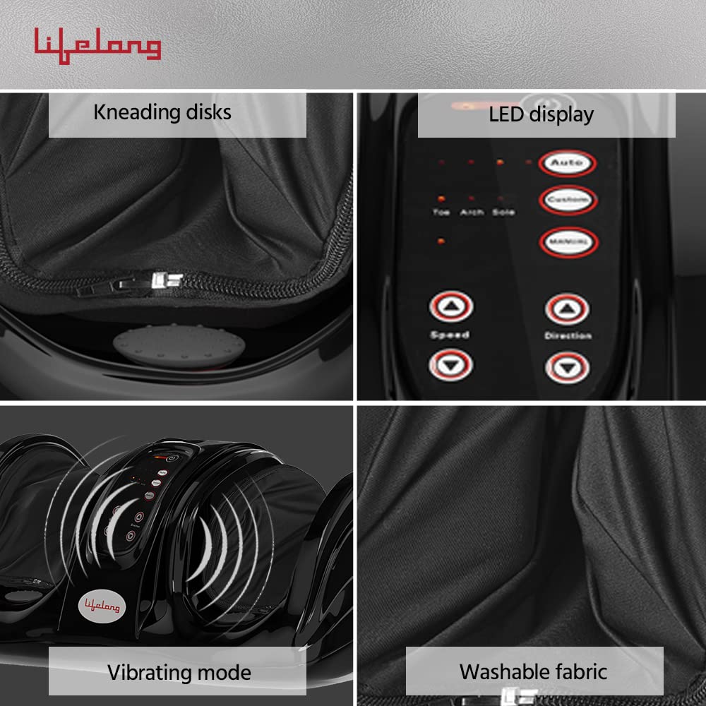 Lifelong Electric Foot Massager Machine | Foot & Calf Pain Relief | Adjustable Massage Modes | FREE Lint Remover Worth ₹699 | LLM756