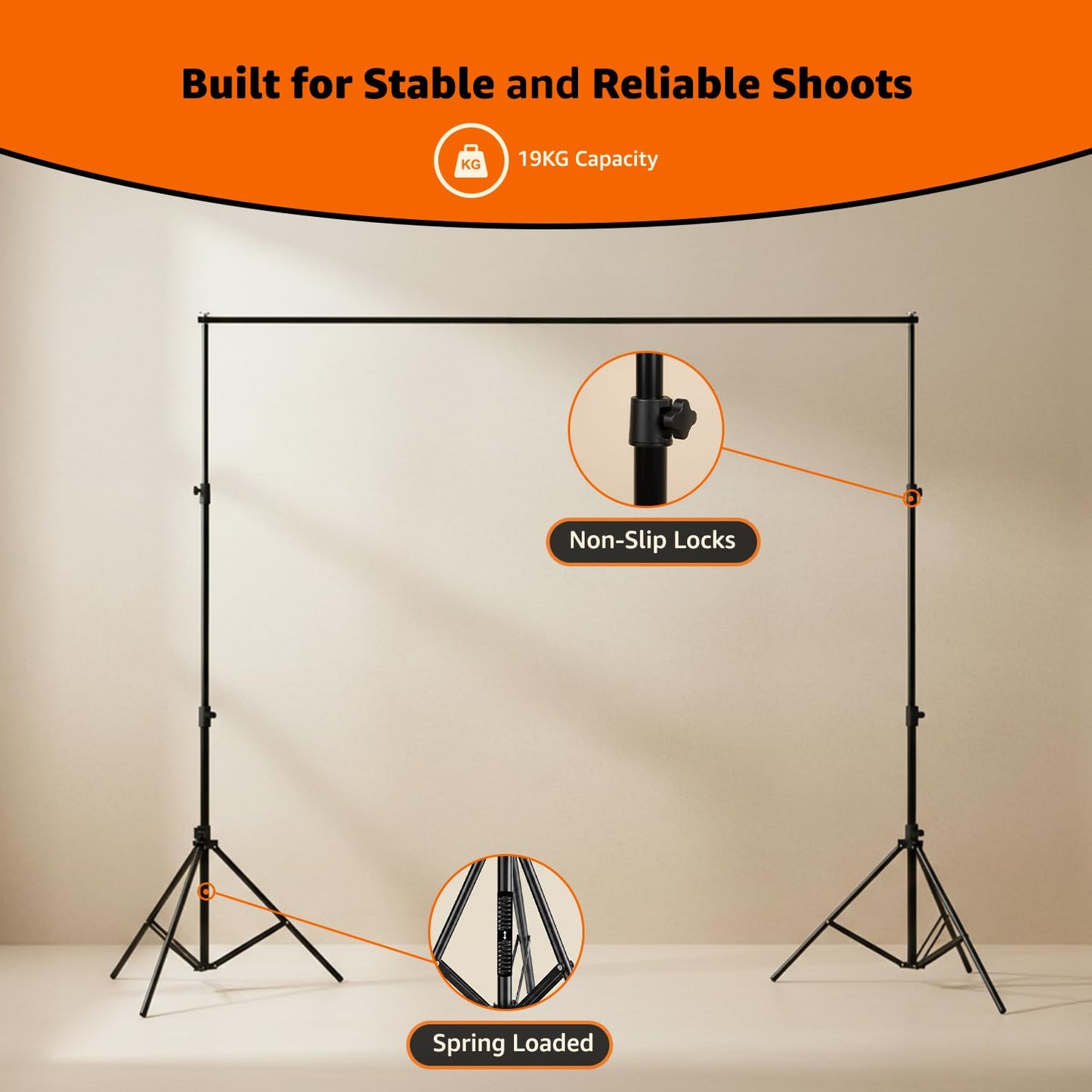 Amazon Basics 9 x 9 Feet Studio Background Stand Kit | Foldable Photography & Videography Backdrop