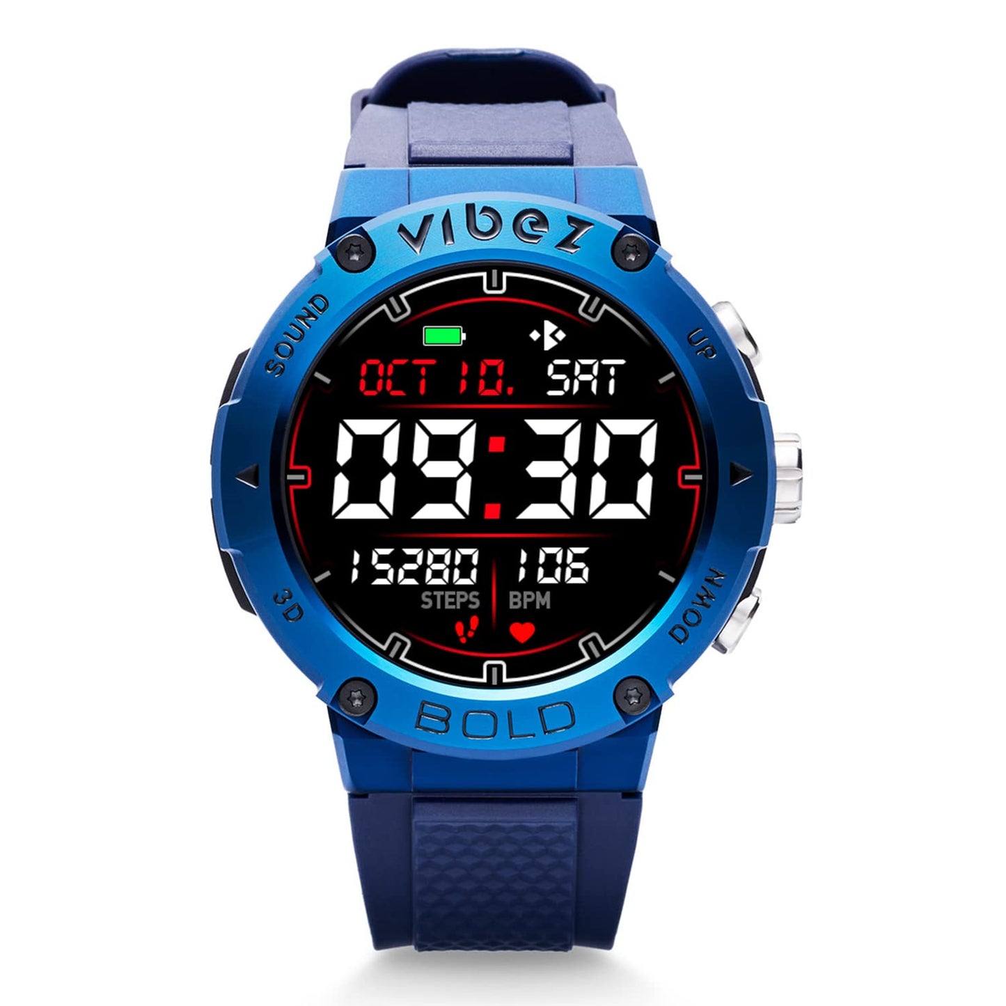 Vibez by Lifelong Bold Smartwatch for Men with BT Calling | 1.32” HD Display | 24×7 Heart Rate & Blood Oxygen | Sports Modes | IP67 | Sleep Monitor | 7 Days Battery Backup – Blue