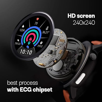 Vibez Xena Smartwatch for Men | ECG + PPG | SpO₂ & Heart Rate | Body Temp | HD Display | IP68 | 10-Day Battery – Black