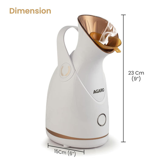 AGARO Facial Steamer FS2117 (Rose Gold) – Nano Ionic Hot Mist | Deep Pore Cleansing & Home Spa (100ML)