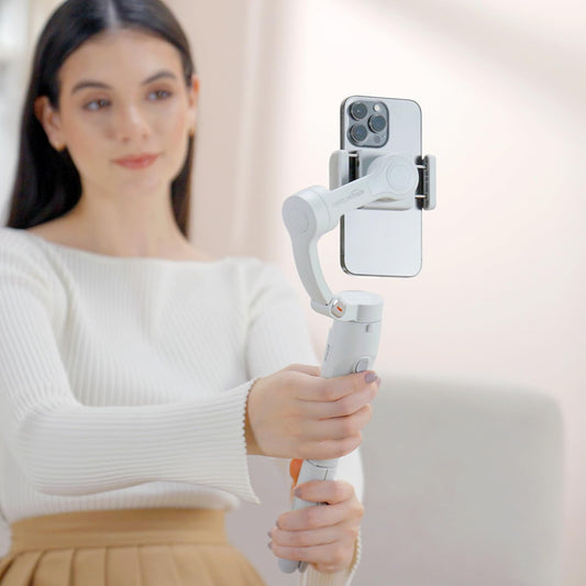 Amazon Basics Foldable 3-Axis Gimbal Stabilizer with Advanced Gyroscope | Shake-Free Video, Object Tracking, Time-Lapse & Panorama | 2500mAh Battery | Ideal for Vlogging +FREE AirPods Worth ₹699