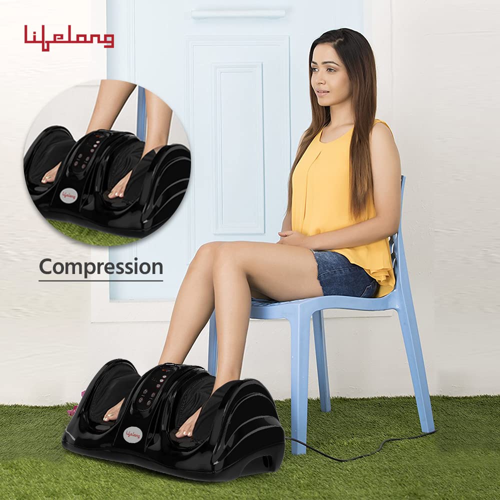 Lifelong Electric Foot Massager Machine | Foot & Calf Pain Relief | Adjustable Massage Modes | FREE Lint Remover Worth ₹699 | LLM756