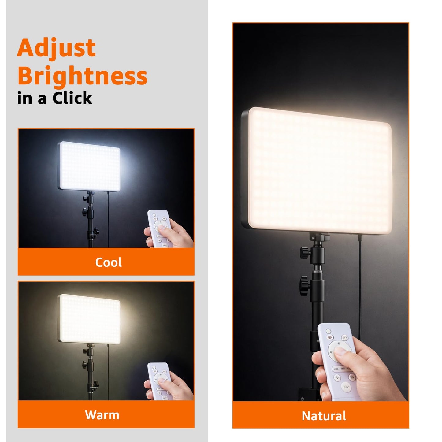 Amazon Basics Studio Light with 7ft Tripod Stand | Adjustable 3000K–6500K LED Light for Photography, Video Recording & Content Creation