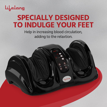 Lifelong Electric Foot Massager Machine | Foot & Calf Pain Relief | Adjustable Massage Modes | FREE Lint Remover Worth ₹699 | LLM756
