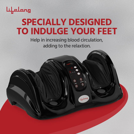 Lifelong Electric Foot Massager Machine | Foot & Calf Pain Relief | Adjustable Massage Modes | FREE Lint Remover Worth ₹699 | LLM756