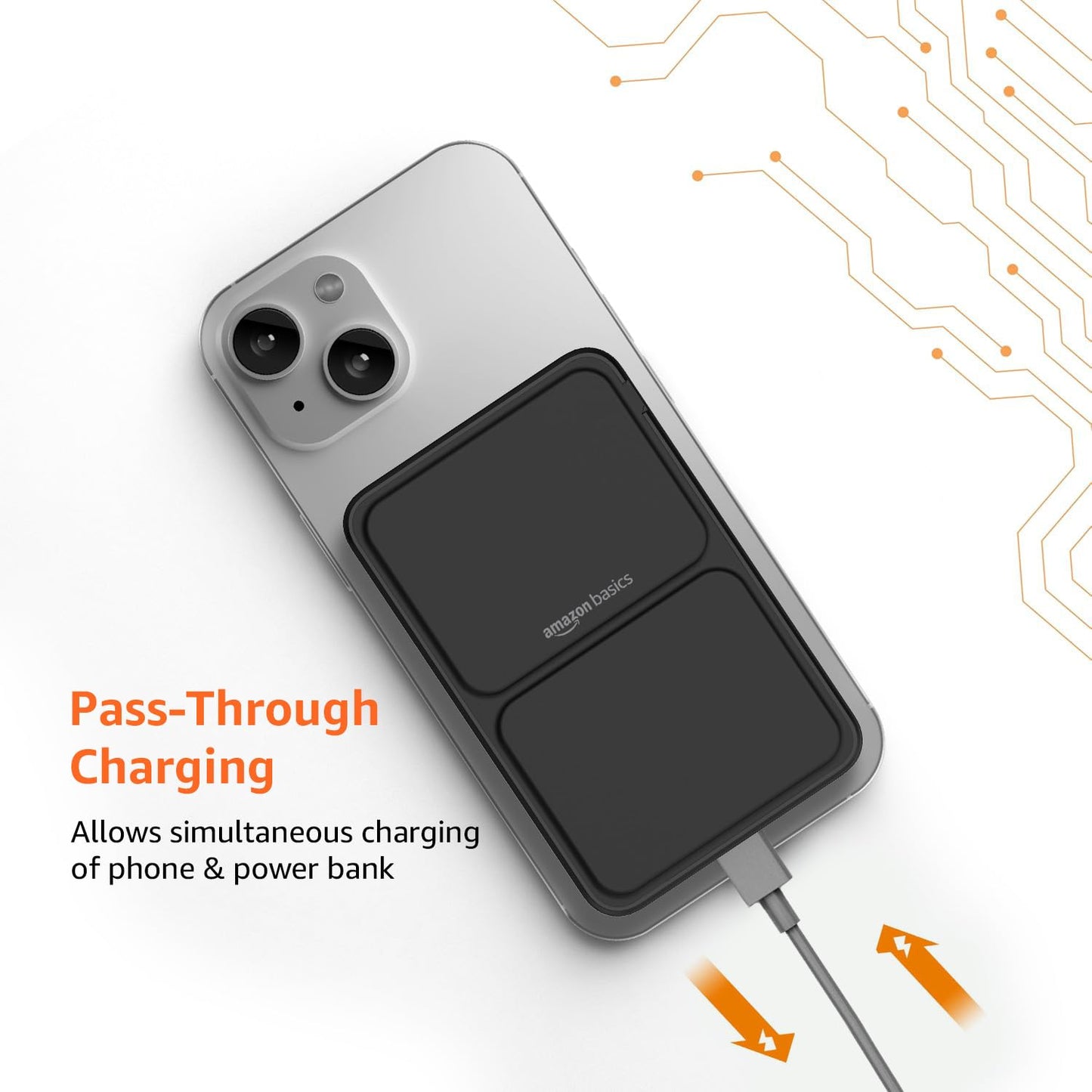 Amazon Basics 10000mAh 20W Fast Charging Wireless Power Bank | 15W Wireless Output | Type-C PD | Made in India - Black