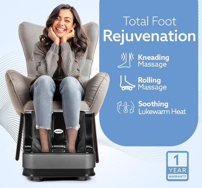 AGARO Rejoice Foot, Calf & Leg Massager with Heat & Vibration | 4 Motors, Kneading & Rolling | 80W (Grey) + FREE AirPods Worth ₹799
