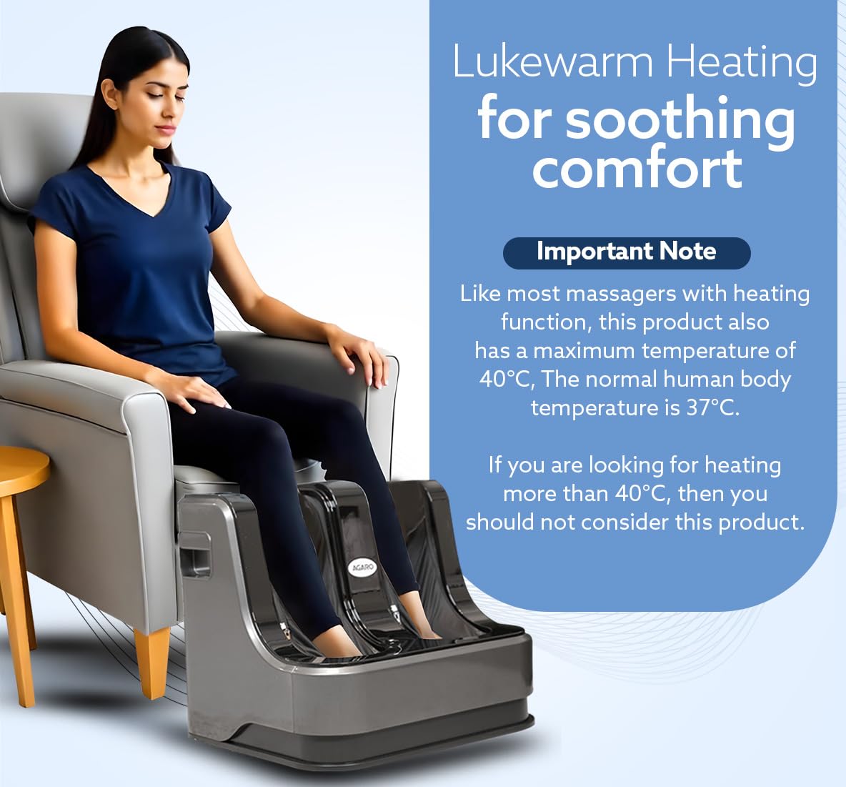 AGARO Rejoice Foot, Calf & Leg Massager with Heat & Vibration | 4 Motors, Kneading & Rolling | 80W (Grey) + FREE AirPods Worth ₹799