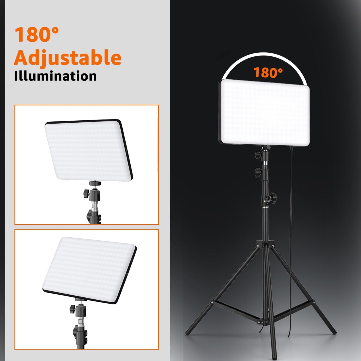 Amazon Basics Studio Light with 7ft Tripod Stand | Adjustable 3000K–6500K LED Light for Photography, Video Recording & Content Creation