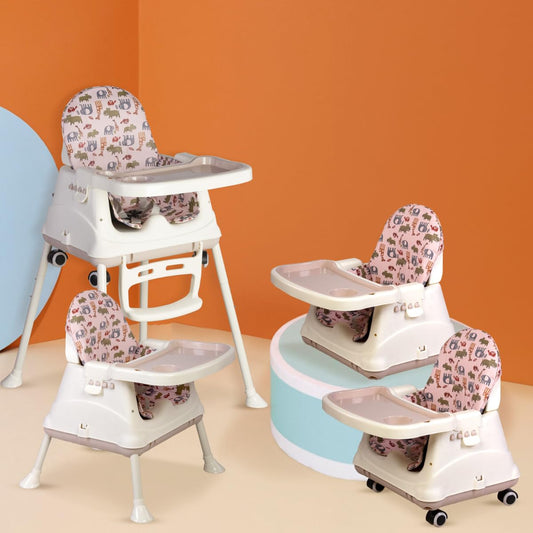 LuvLap Baby High Chair with Wheels (6 Months–3 Years) | 3 Height Adjustable Booster Feeding Seat with Cushion | Portable Design | FREE AirPods Worth ₹499 🎁