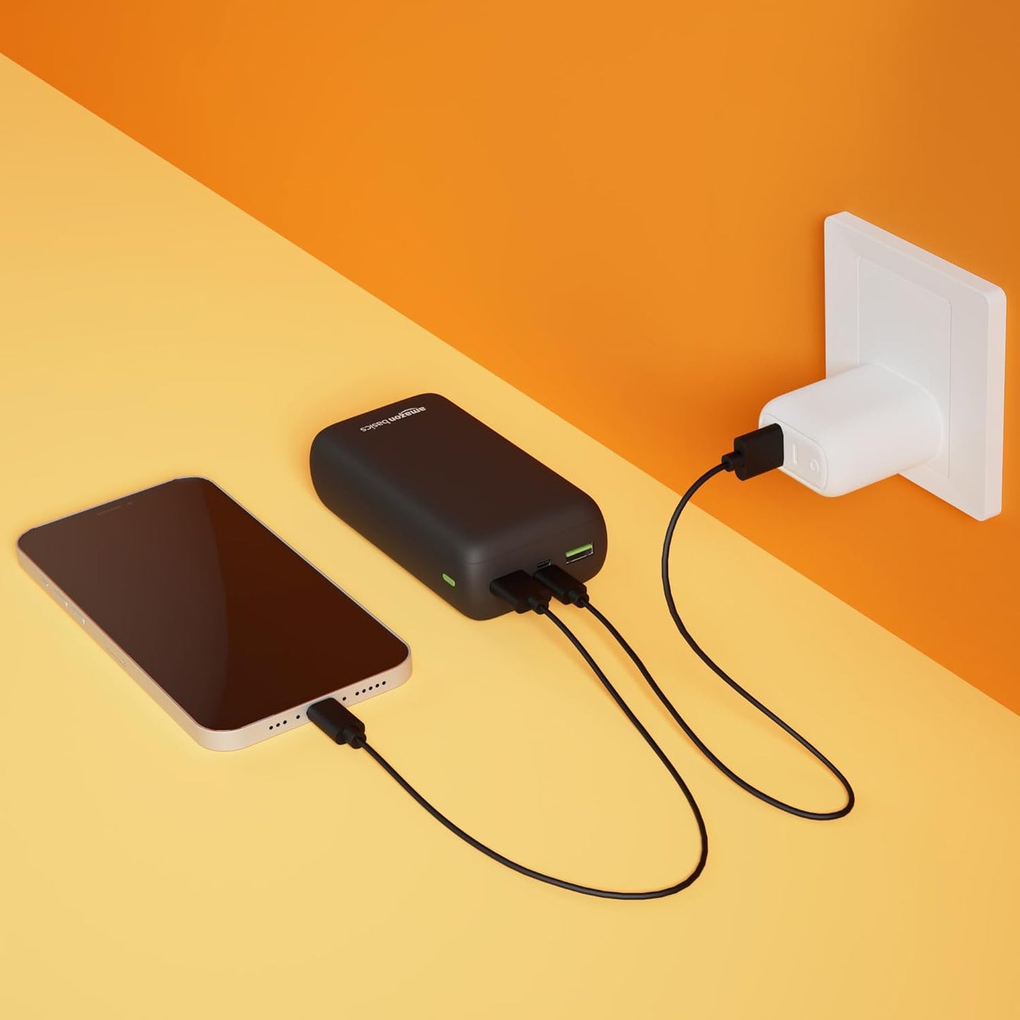 Amazon Basics 27000mAh 65W Ultra-Fast Charging Power Bank – PD Fast Charging, USB-C & USB-A Output, Two-Way Fast Charge, High-Capacity Portable Charger (Black)