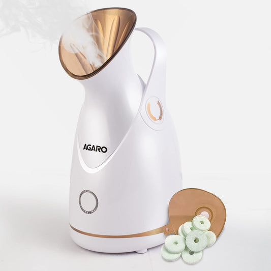 AGARO Facial Steamer FS2117 (Rose Gold) – Nano Ionic Hot Mist | Deep Pore Cleansing & Home Spa (100ML)