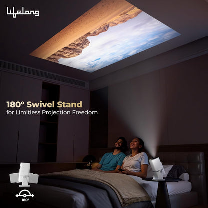 Lifelong Electronics Lightbeam X Smart Projector – Android Powered 1080P Full HD & 4K Ultra HD Support | 3500 Lumens, WiFi, Bluetooth, OTT Apps, 180° Rotation, Built-in Speakers & HDMI | Home Theater for Room & Outdoor + FREE AirPods Worth ₹799 🎧🔥