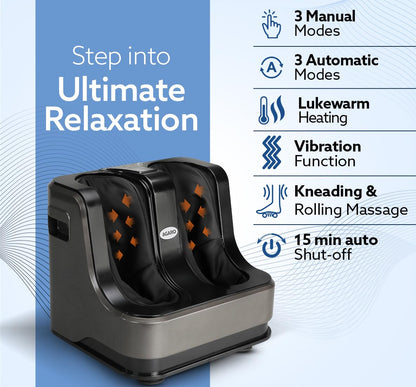 AGARO Rejoice Foot, Calf & Leg Massager with Heat & Vibration | 4 Motors, Kneading & Rolling | 80W (Grey) + FREE AirPods Worth ₹799