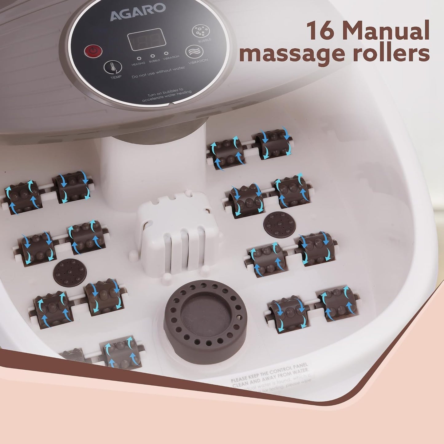 AGARO Regal Foot Spa Bath Massager with Heat, 16 Manual Massage Rollers, Bubble & Vibration Function, Adjustable Temperature Control | FREE AGARO Elite Rechargeable Mini Electric Chopper Worth ₹599