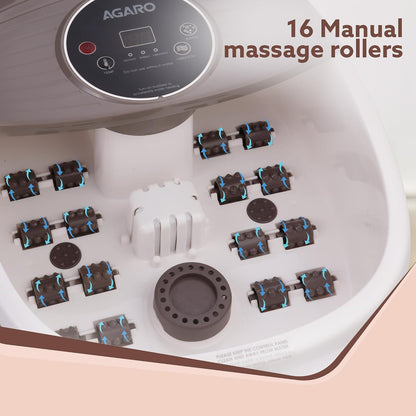 AGARO Regal Foot Spa Bath Massager with Heat, 16 Manual Massage Rollers, Bubble & Vibration Function, Adjustable Temperature Control | FREE AGARO Elite Rechargeable Mini Electric Chopper Worth ₹599