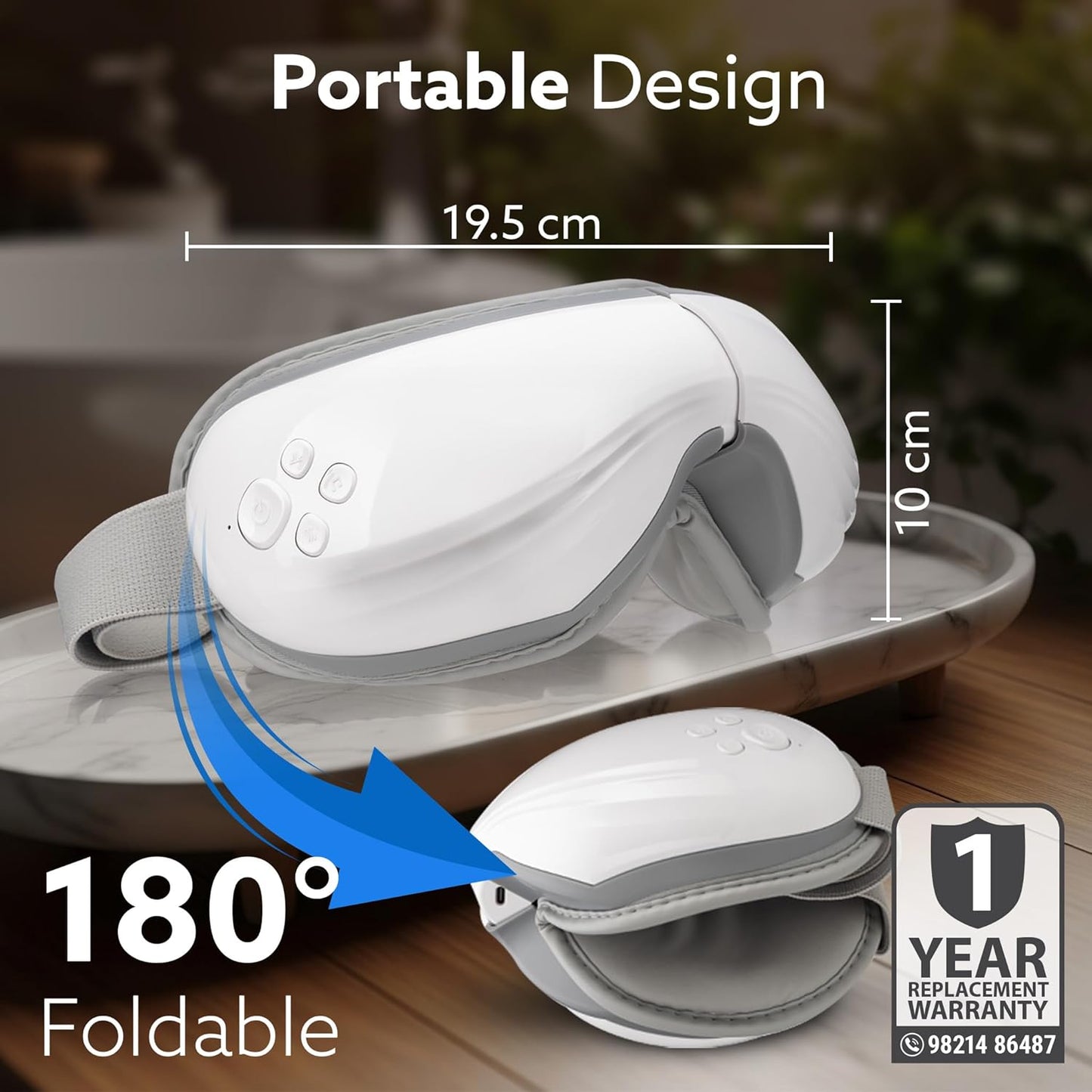 AGARO Supreme Eye Massager | Heat Therapy, Air Compression, Bluetooth Music | 5 Modes | Foldable Eye Relaxation Device