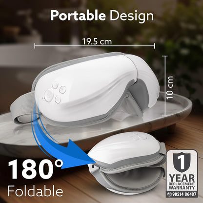 AGARO Supreme Eye Massager | Heat Therapy, Air Compression, Bluetooth Music | 5 Modes | Foldable Eye Relaxation Device