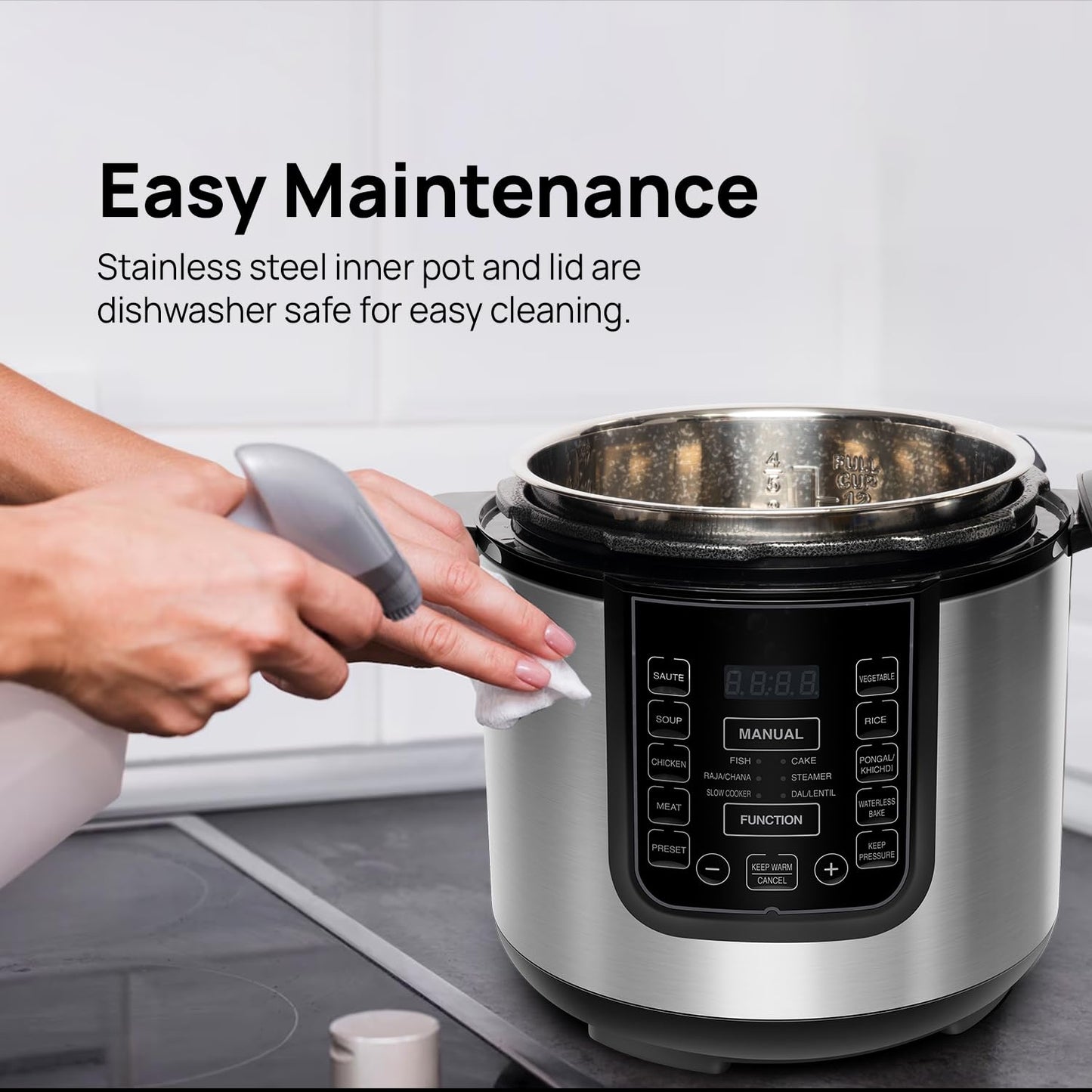 Wipro Elato 6L Digital Electric Pressure Cooker – 10 Preset Multi-Cooking Functions, 1000W, Stainless Steel Pot, Safety Lock