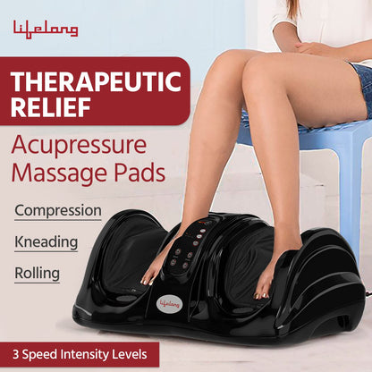 Lifelong Electric Foot Massager Machine | Foot & Calf Pain Relief | Adjustable Massage Modes | FREE Lint Remover Worth ₹699 | LLM756