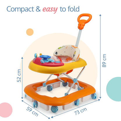 LuvLap Sunshine Baby Walker with Parental Push Handle | Anti-Fall & Anti-Skid | Height Adjustable | Music & Light Toys | 6–18 Months | FREE AirPods Worth ₹499
