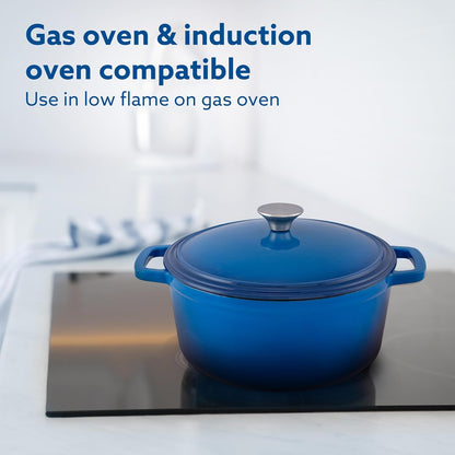 AGARO Royal 5L Enamelled Cast Iron Casserole with Lid – No Chemical Coating | Gas, Induction & Oven Safe | Heavy Duty Cooking Pot