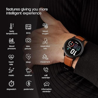 Vibez Xena Smartwatch for Men | ECG + PPG | SpO₂ & Heart Rate | Body Temp | HD Display | IP68 | 10-Day Battery – Black