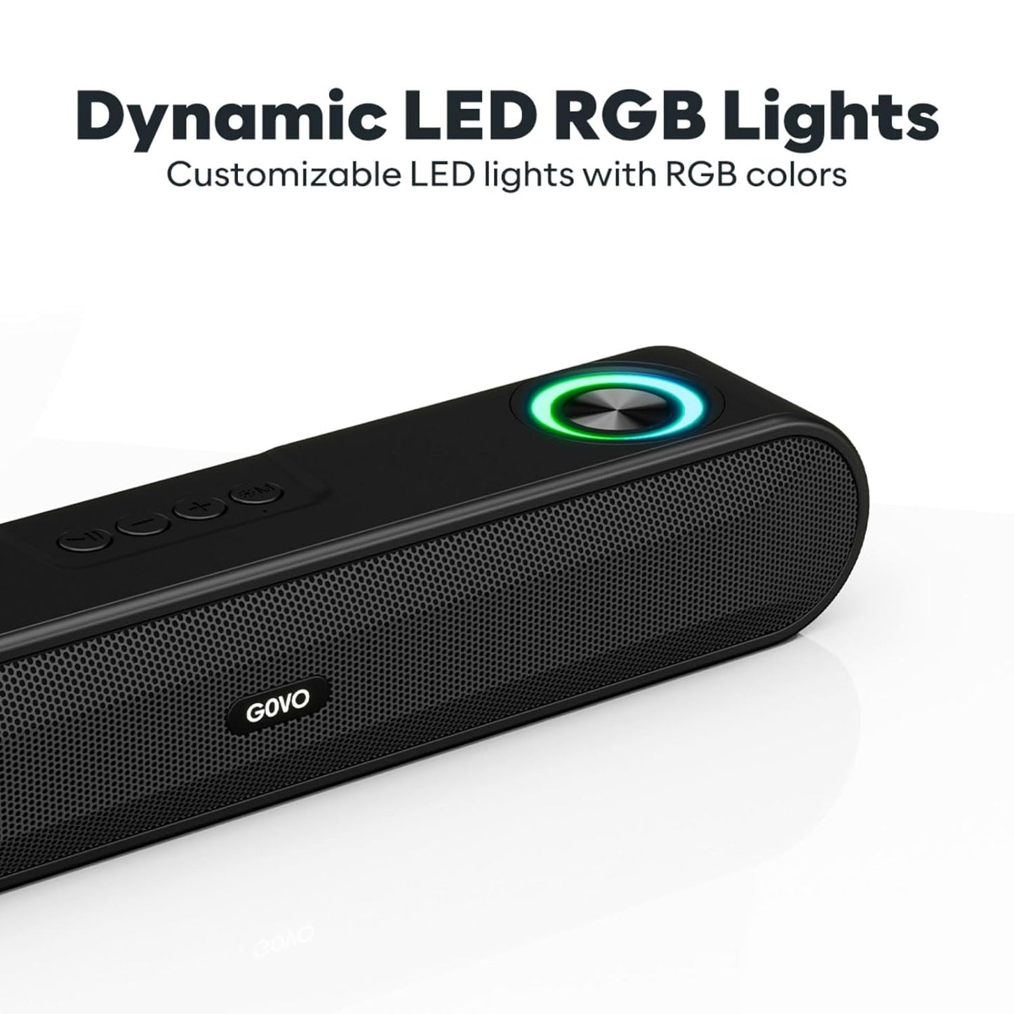 GOVO GoSurround 220 16W Bluetooth Soundbar | 2.0 Channel Wireless Speaker with 52mm Drivers, 2000mAh Battery, TWS, Bluetooth, AUX & USB | RGB LED Lights | FREE Headphones Worth ₹999 + FREE Delivery