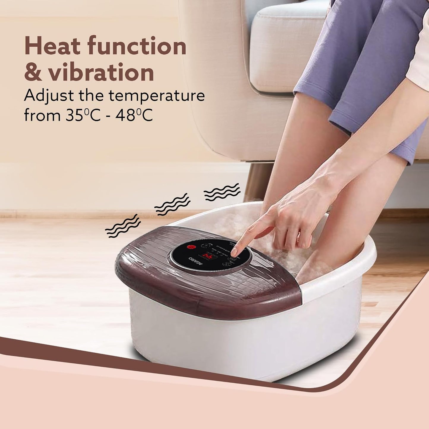 AGARO Regal Foot Spa Bath Massager with Heat, 16 Manual Massage Rollers, Bubble & Vibration Function, Adjustable Temperature Control | FREE AGARO Elite Rechargeable Mini Electric Chopper Worth ₹599
